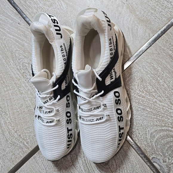 Just So So White and Black Men's Sneakers - Picture 3 of 12